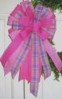 10" LAVENDER PLAID WIRED BOW for FLORAL DOOR WREATH SWAG GARLAND BASKET # 1 B