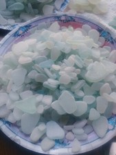 GENUINE BEACH GLASS SEA GLASS NATURALLY SURF Tumbled Sea Foam aqua blue 1/4lb