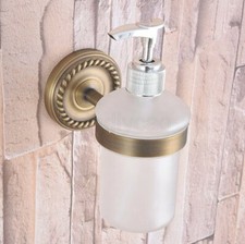 Antique Brass Wall Mounted Soap Dispenser Liquid Hand Wash Bathroom Kitchen