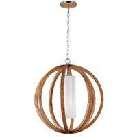 Pendellampe Deckenleuchte HäNgelampe Holz Stahl D 66 Cm Esszimmerlampe