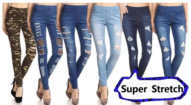 Pull on distressed clearance jeggings