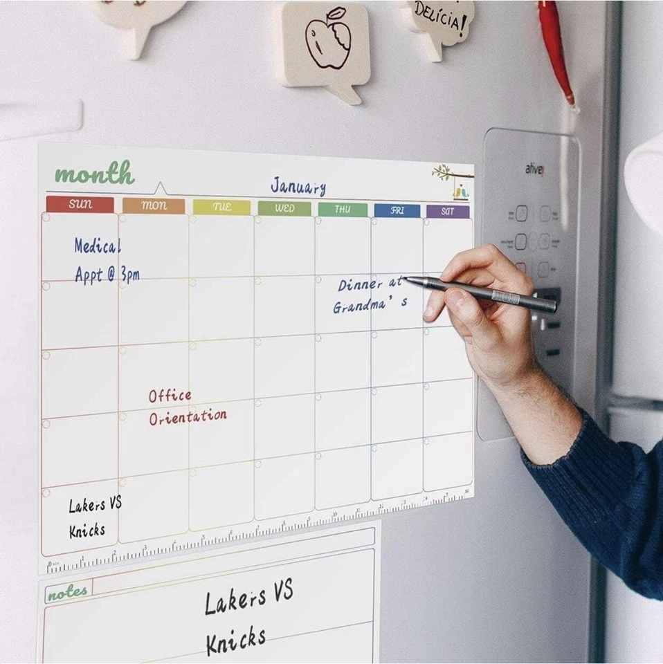 Aken Magnetic Memo Boards,16.6” X 11.8” & 12x9 inch, 4 pens,Eraser. - Image 4 of 4