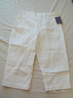 Laura Scott Petite Flat Front Crop White Pants Size 10P NEW W Tags