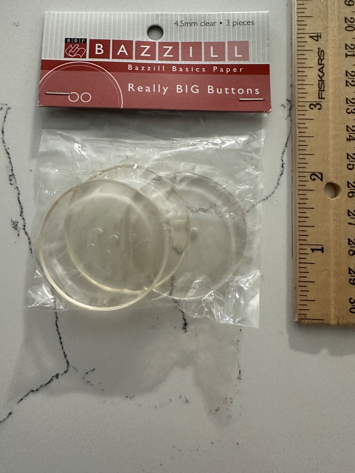 BBP Bazzill Basics Paper 4.5 Clear Really Big Buttons Pk 3  Scrapbooking Crafts