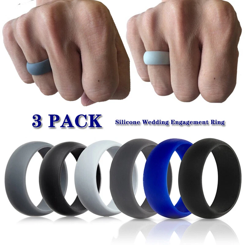 8mm Finger Rings Silicone Ring Men Women Ring Rubber Bands 3PCS