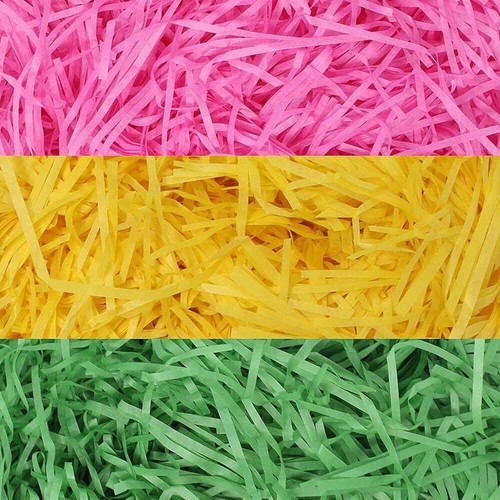 Shredded Paper Easter Grass Basket Filler Color Green Yellow Pink Lot Of Three 3 - Picture 17 of 24
