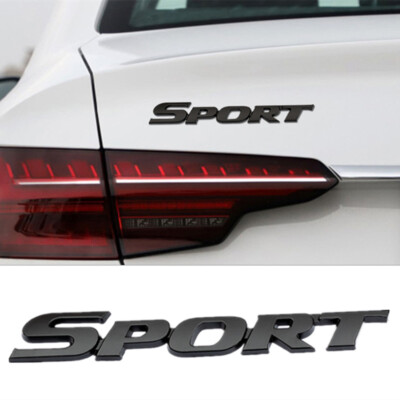 1Pc Black Car Metal 3D SPORT Logo Emblem Badge Sticker For Auto Trunk 16.8*2.5CM