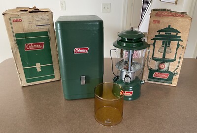 Vintage (6/1969) Coleman Lantern, Model 220F w/Amber Globe & Metal