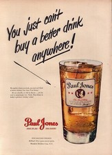 1950 Paul Jones Whiskey Print Ad On The Rocks Glass Blended Bourbon Patriot