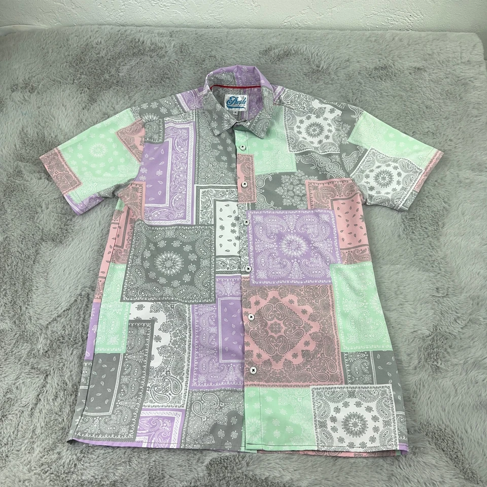 Camisa Estampada Fresca Para Hombres Pequeña Bandana Púrpura Estampado por Todas Partes Goteo Ropa de Calle Foto 3 de 4