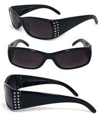 Ladies Rhinestone Bifocal Reading Glasses Sunglasses Sun Reader BF68 Black 3.50