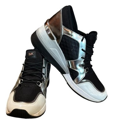 Michael KORS LIV BLACK SILVER WILD MK LOGO WEDGE