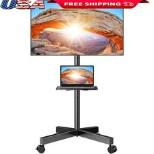 Mobile TV Stand W/ Wheels Height Adjustable Tilt Lockable Cart VESA Compatible
