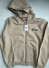NWT MSRP 60 Guess Beige/Cream Pullover Hoodie Size S Womens Relaxed Flattering
