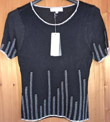 haut manches courtes maille coton noir et blanc Louiana s/m - Photo 1/4