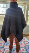 Handmade Heavy Wool Poncho Beautiful Dark Chocolate Brown Color. One Size.