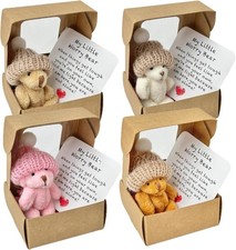 4 PCS worry bear,Mini Plush Bears Set,Handmade Mini Plush Teddy Bears in Box,Be