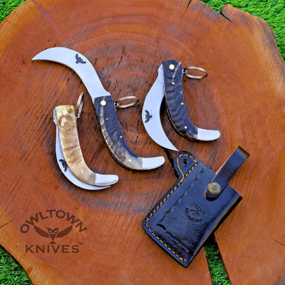 El Valiente Mexican Tranchete, Saca Tripas 8'' RAMS Horn Knife, D2 steel, sheath