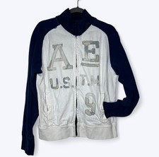 American Eagle Zip Up Sweatshirt Mens Size L Vintage Fit Fleece Distressed Y2K