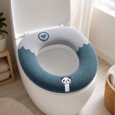 Panda Textile Toilet Seat Cover, Washable Fiber Bathroom Decor