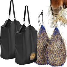 4pcs Nylon Mesh Hay Slow Feed Bag Net and 600D Hay Feeder Tote Bag for Horses,Sh
