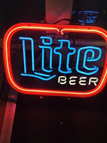 Vintage 1980s Miller Lite Beer Sign American Neon In Working Condition