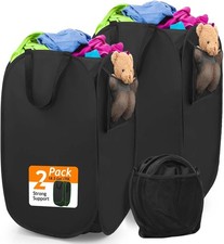 Upgraded Polyester Pop-up Laundry Hamper 2 Pack, 70L 18.5 Gal Laundry Basket wi