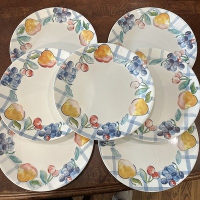 VTG 7 pcs Corelle by Corning ''Fruit Too Basket'' 10 1/4'' Dinner Plates - Retired