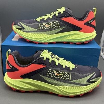 HOKA One One Zinal 3 Mens 11.5 D Trail Running Outdoor Shoes Black Yuzu TRIED ON
