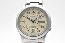 Vintage Near MINT SEIKO 5 7S26-02J0 Military Beige Dial Men's Silver JAPAN