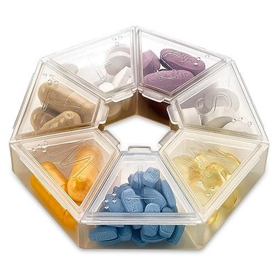 Weekly Pill Organizer Clear 7-Sided Pill Reminder, Round Shaped