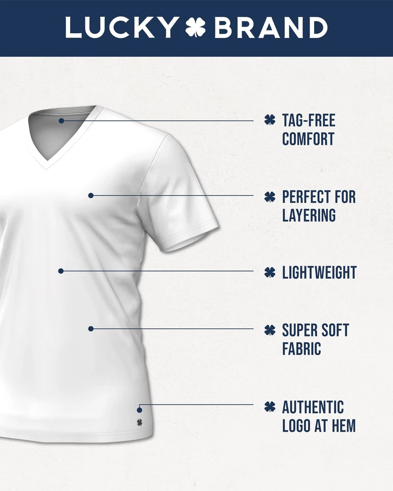 Camisetas interiores para hombre - Paquete de 4 camisetas interiores 100 % algodón cuello redondo y cuello en V para hombre -... Foto 2 de 4