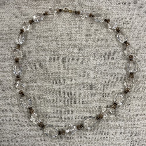 Joan Rivers Collection Gold Toned & Clear Acrylic Beaded Costume 29.75” Necklace