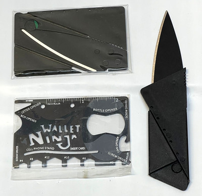 18-in-1 Wallet Ninja Multi-Tool PLUS 2-Foldable Knives Credit Card Size, NEW!