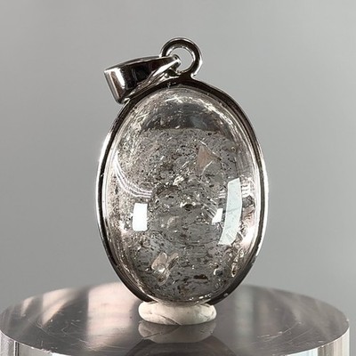 Große bewegliche Blase! Seltener hochwertiger Enhydroquarz Sterling Silber Anhänger