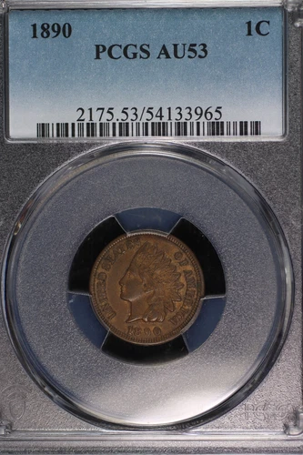 Indian Head Cent. 1890 PCGS AU53. Lot # 9064-476-965