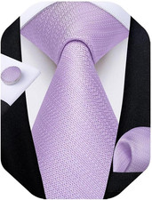Mens Solid Color Tie and Pocket Square Set Woven Silk Plain Necktie Handkerchi