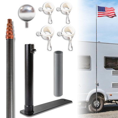 Zelvoro Upgraded Telescopic Flagpole Anti-Break Tube Thickened Tire Bracket