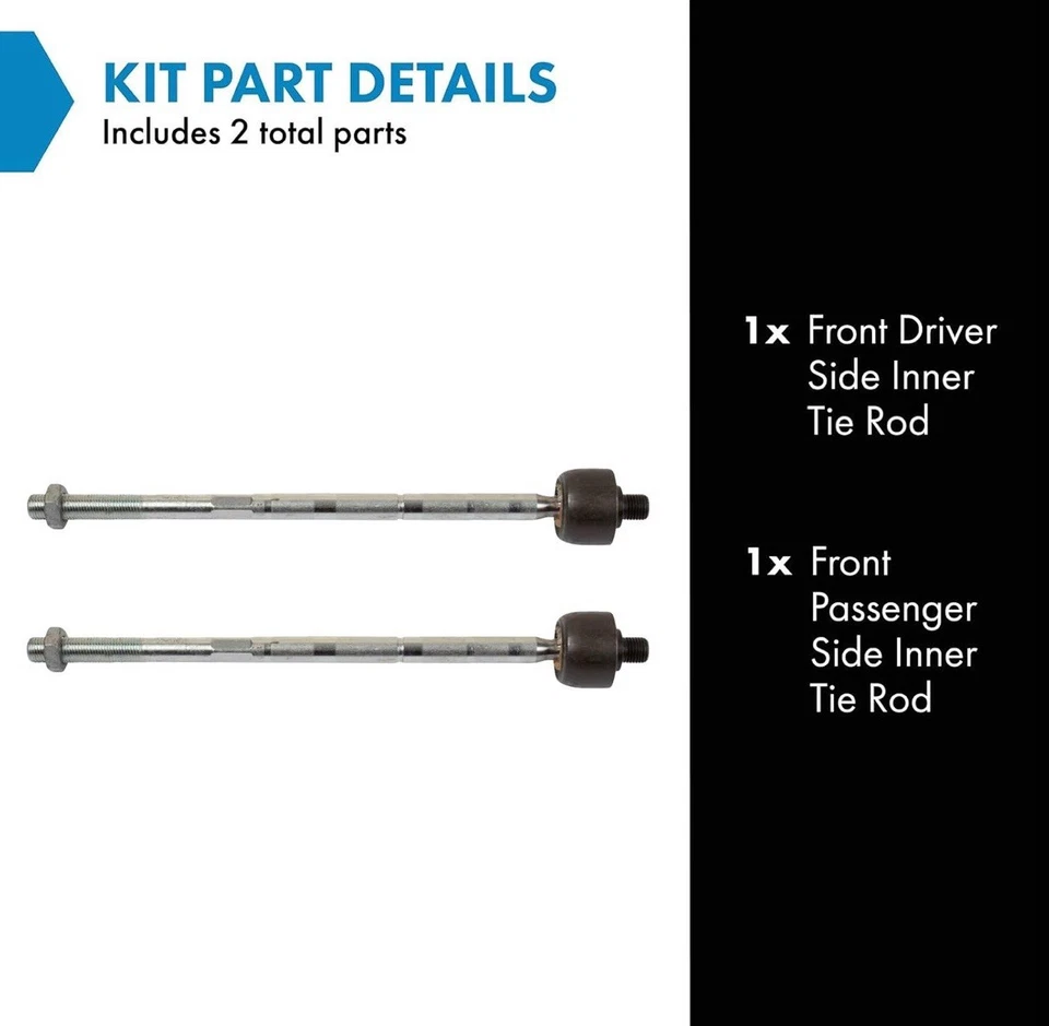 TRQ Front Inner Tie Rod Set Compatible 2016-20 Fiat 500X 2015-20 Jeep Renegade - Image 2 of 4