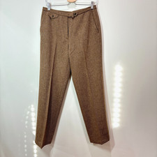 VTG Ralph Lauren 100 Lambs Wool Tweed Trousers Women 8 Brown Old Money Heritage