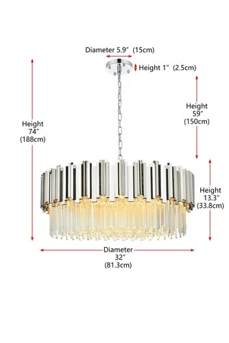 Elegant Lighting Willow 32" Chandelier in Chrome - Picture 8 of 8