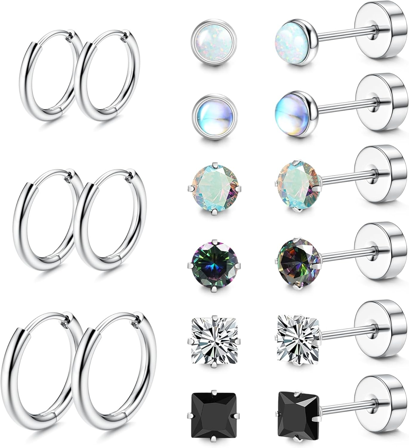 Titanium Earrings for Men Women Steel Stud Sensitive...