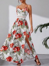 Tropical Printed Lace Insert Cami Dress size Medium