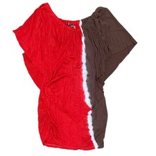 Young Fabulous & Broke Women's Sm Red Brown Colorblock Ruched Tunic Mini Dress