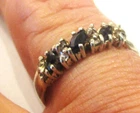 STERLING SILVER OLD VINTAGE   3 STONE GARNET EDWARDIAN STYLE DRESS RING SIZE Q