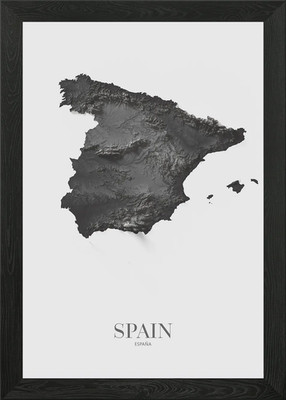 Spanien schattierte Relief Karte gerahmt Wandbild Poster Leinwanddruck Bild