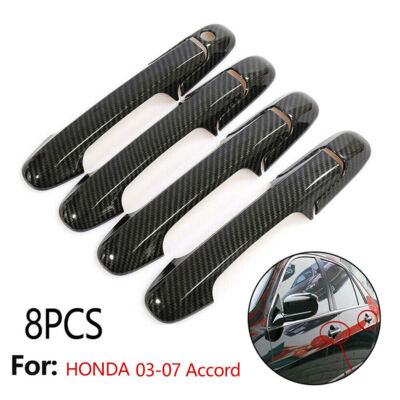 Carbon Fiber Door Handle Covers Trim NO Smart Sensor For 2003-2007 Honda Accord
