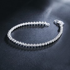 Sterling Silver Ball Bead Bracelet 4mm-14mm Hollow Beads Unisex Jewelry UK