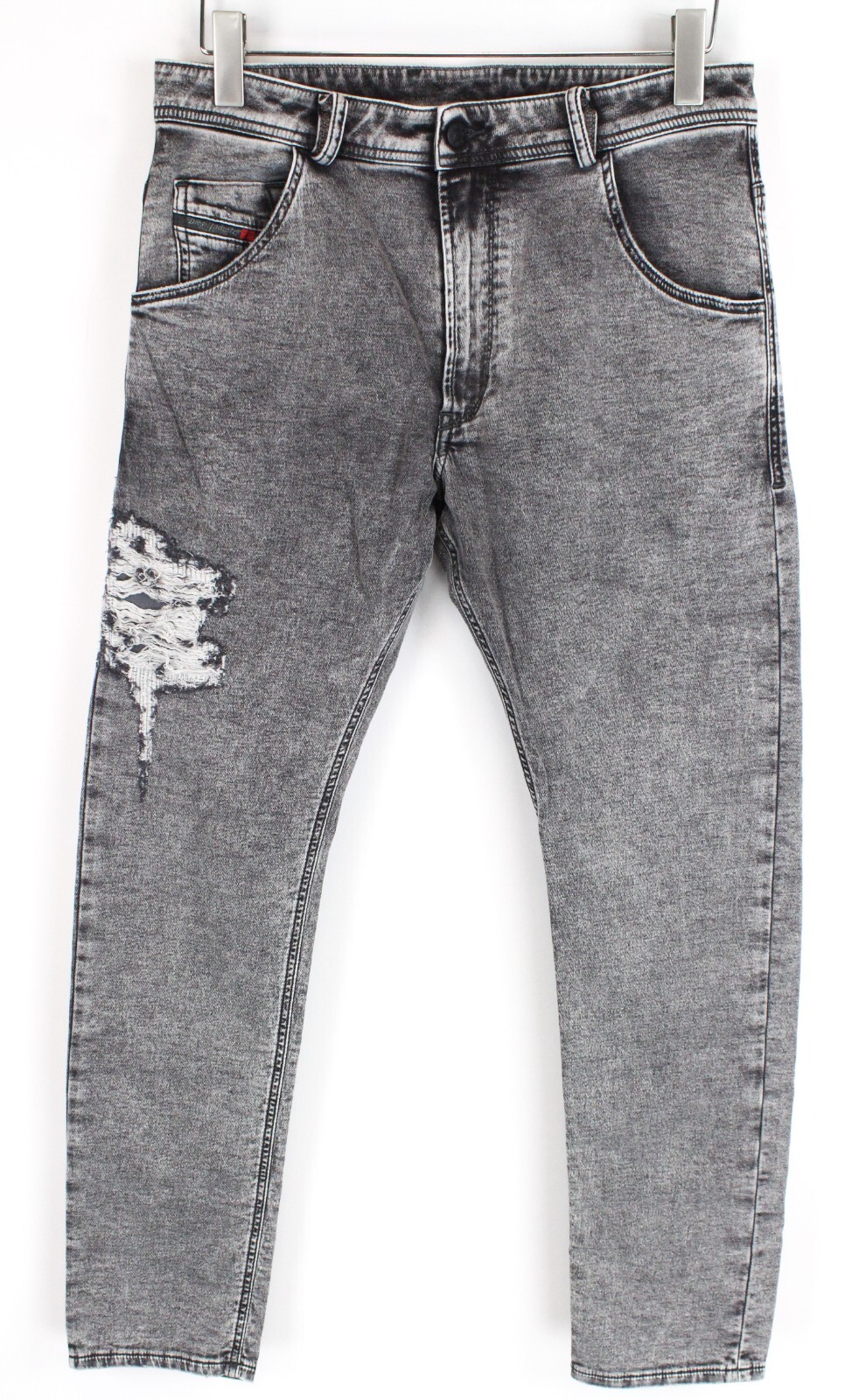 DIESEL Krooley-T 0689D W30 Men Sweat Jogg Jeans Grey Ripped Washed