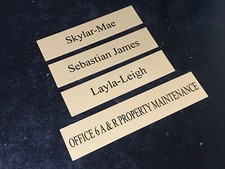 Personalised Metal Door Wall Signs GOLD Custom Name Any Text Sizes Plaque Work